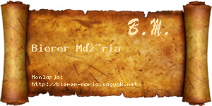 Bierer Mária névjegykártya